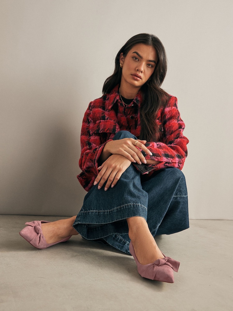 Pink Forever Comfort® Leather Bow Kitten Heels - Image 1 of 7