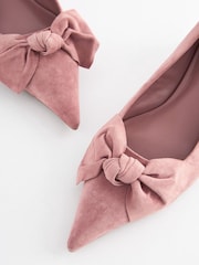 Pink Forever Comfort® Leather Bow Kitten Heels - Image 5 of 7