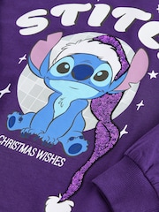 Lilo & Stitch Purple Christmas License 100% Cotton Sweatshirt (3-16yrs) - Image 7 of 8