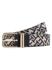 Tommy Hilfiger Jacquard Double Keeper Square Buckle Belt - Imagen 1 de 4
