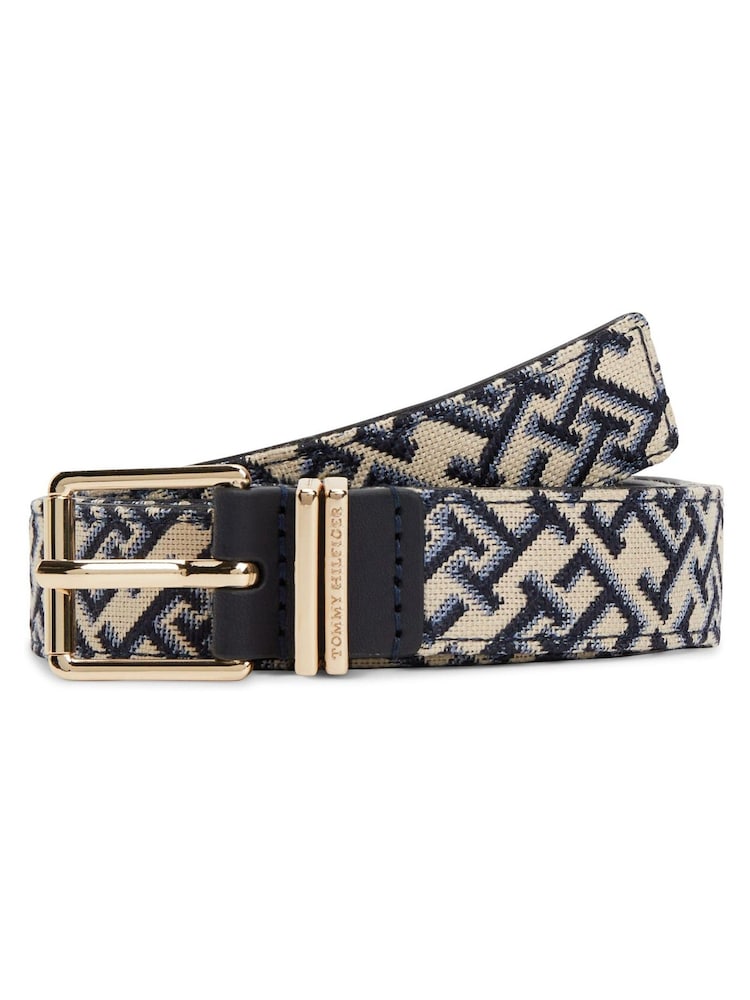 Tommy Hilfiger Jacquard Double Keeper Square Buckle Belt - Imagen 1 de 4