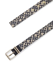 Tommy Hilfiger Jacquard Double Keeper Square Buckle Belt - Imagen 2 de 4
