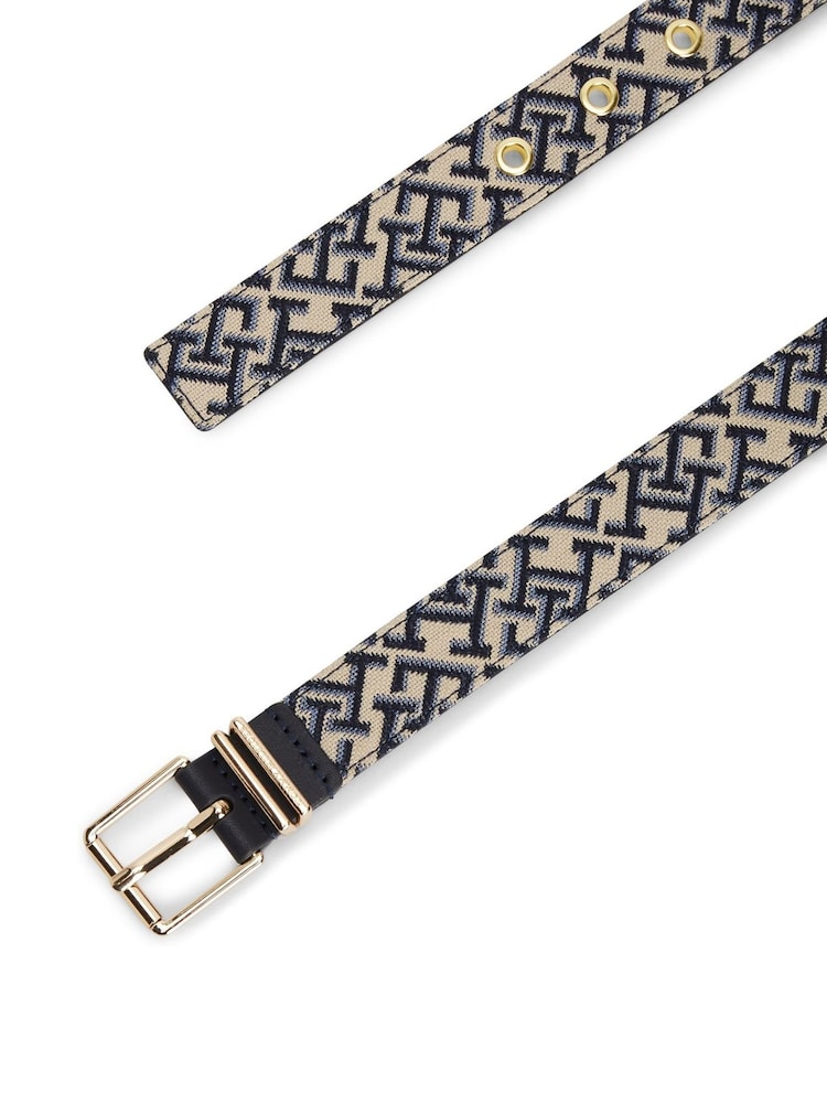 Tommy Hilfiger Jacquard Double Keeper Square Buckle Belt - Imagen 2 de 4
