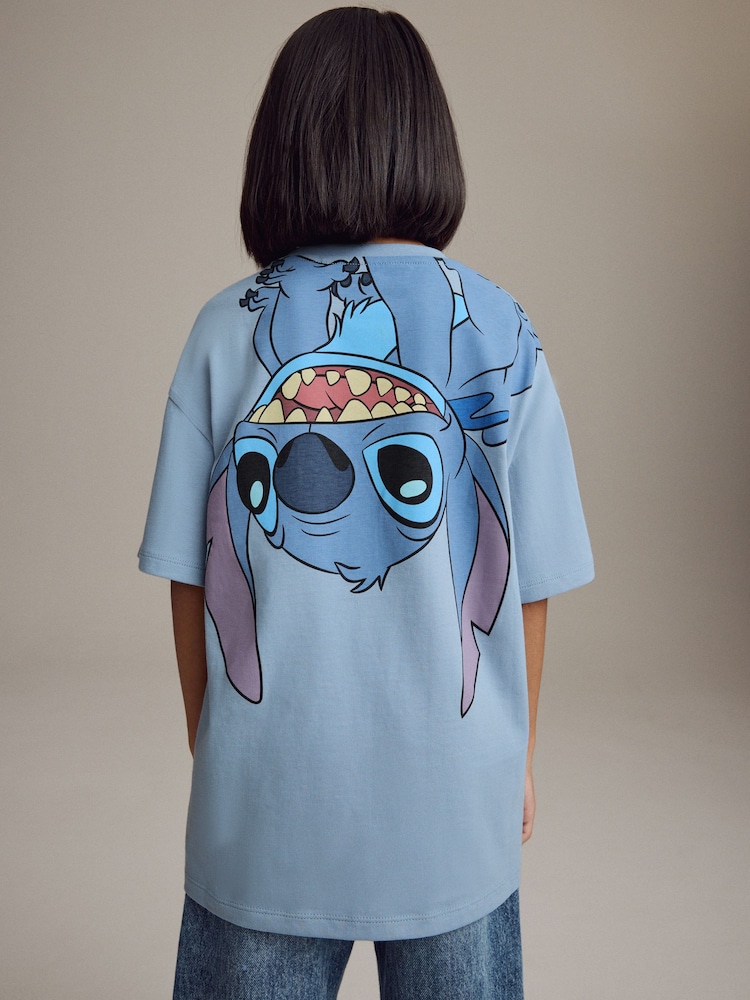 Bleu - Oversized 100% Cotton Disney Lilo and Stitch License T-Shirt (3-16yrs) - Image 1 of 7