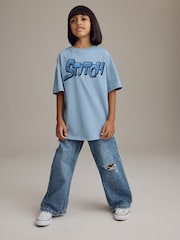 Bleu - Oversized 100% Cotton Disney Lilo and Stitch License T-Shirt (3-16yrs) - Image 2 de 7