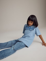 Bleu - Oversized 100% Cotton Disney Lilo and Stitch License T-Shirt (3-16yrs) - Image 3 de 7