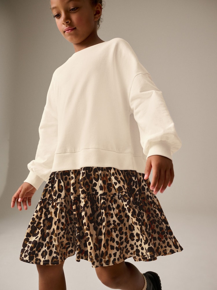 Ecru, Weiß - 2-in-1-Sweatshirt-Kleid aus 100 % Baumwolle (3–12 J.) - Bild 1 von 8 Ecru, Weiß - 2-in-1-Sweatshirt-Kleid aus 100 % Baumwolle (3–12 J.) - Bild 1 von 8