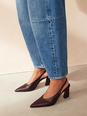 Chocolate Brown Forever Comfort® Point Toe Slingback Heel Shoes - Image 1 of 6