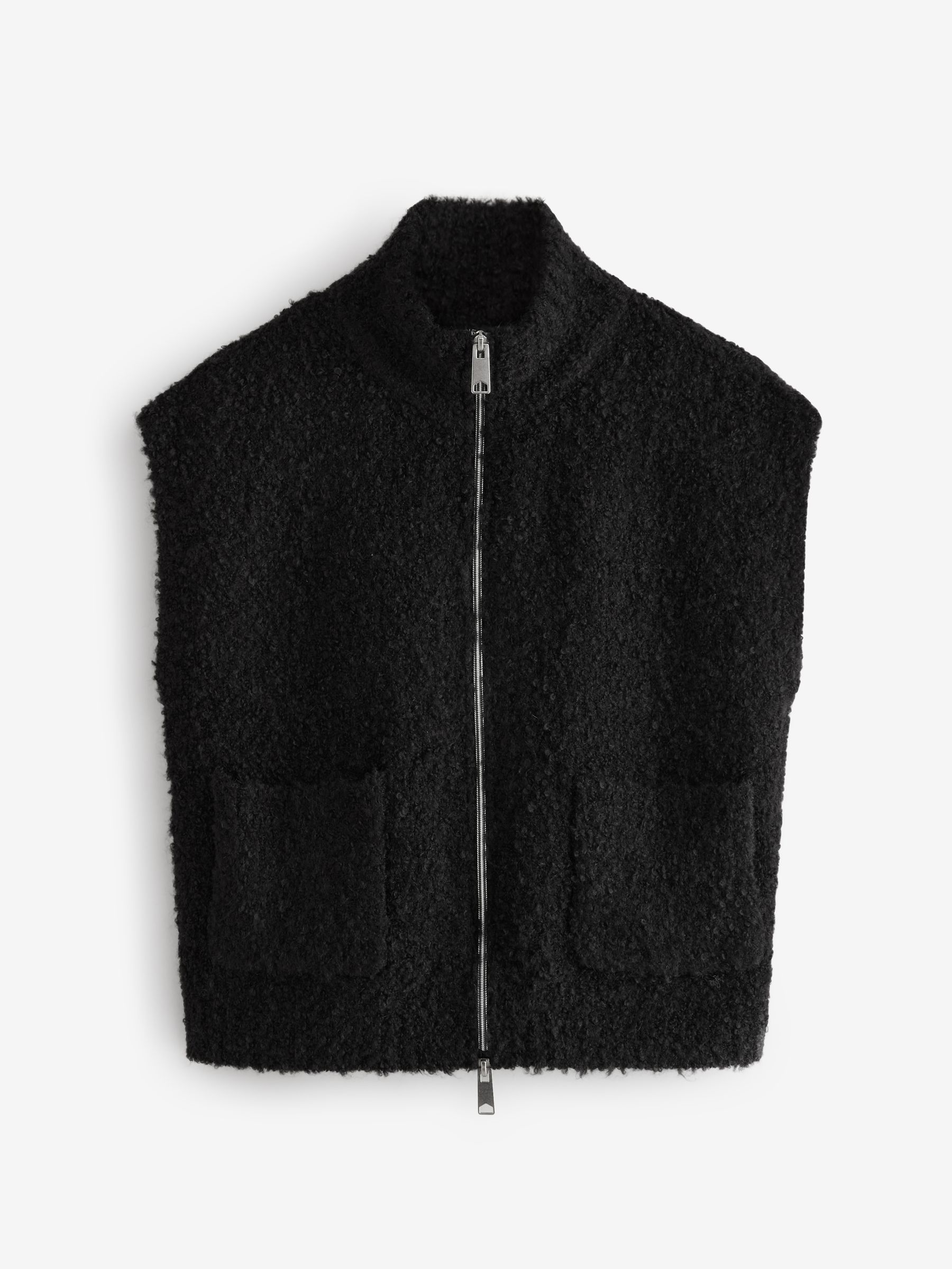 Buy Black Zip Up Sleeveless Textured Knitted Gilet Vest Jacket from Next  Luxembourg