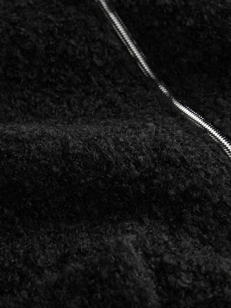 Black Zip Up Sleeveless Textured Knitted Gilet Vest Jacket - Image 7 of 7