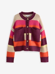 Red Berry Soft Touch Button Up Pocket Knitted Cardigan - Image 6 of 8