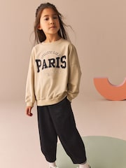 Ecru Oversized 100% Cotton Sweat and Check Barrel Leg Joggers Set (3-16yrs) - Image 1 of 8