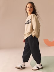 Ecru Oversized 100% Cotton Sweat and Check Barrel Leg Joggers Set (3-16yrs) - Image 2 of 8