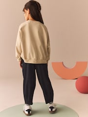Ecru Oversized 100% Cotton Sweat and Check Barrel Leg Joggers Set (3-16yrs) - Image 3 of 8