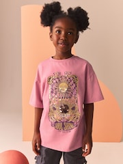 Pink/Cream/Charcoal Oversized Sequin Celestial T-Shirts 3 Pack (3-16yrs) - Image 2 of 11