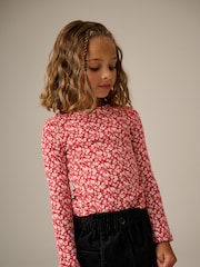 Red Ditsy Long Sleeve Rib T-Shirt 3 Pack (3-16yrs) - Image 2 of 10