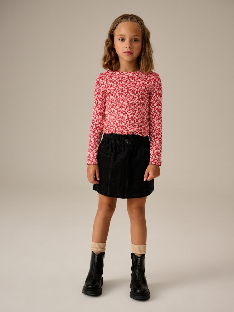 Rouge - T-shirt côtelé à manches longues Ditsy Lot de 3 (3-16ans) - Image 3 of 10