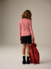 Red Ditsy Long Sleeve Rib T-Shirt 3 Pack (3-16yrs) - Image 4 of 10