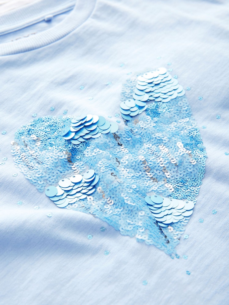 Blau/Weiß - Sequin Heart Boxy 100% Cotton Long Sleeve T-Shirts 3 Pack (3-16yrs) - Bild 11 von 11 Blau/Weiß - Sequin Heart Boxy 100% Cotton Long Sleeve T-Shirts 3 Pack (3-16yrs) - Bild 11 von 11