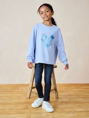 Blau/Weiß - Sequin Heart Boxy 100% Cotton Long Sleeve T-Shirts 3 Pack (3-16yrs) - Bild 3 von 11