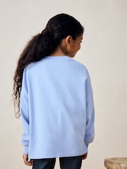 Blau/Weiß - Sequin Heart Boxy 100% Cotton Long Sleeve T-Shirts 3 Pack (3-16yrs) - Bild 4 von 11