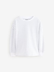 Blau/Weiß - Sequin Heart Boxy 100% Cotton Long Sleeve T-Shirts 3 Pack (3-16yrs) - Bild 7 von 11