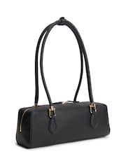 Tommy Hilfiger Black Monogram Textured Shoulder Bag - Image 2 of 4