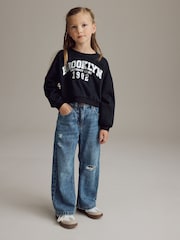 Black Varsity Graphic 100% Cotton Long Sleeve Sweatshirt (3-16yrs) - Image 2 of 9