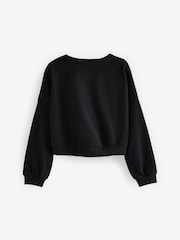Black Varsity Graphic 100% Cotton Long Sleeve Sweatshirt (3-16yrs) - Image 6 of 9