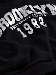 Black Varsity Graphic 100% Cotton Long Sleeve Sweatshirt (3-16yrs) - Image 7 of 9