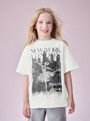 White Oversized Ballet Graphic 100% Cotton T-Shirt (3-16yrs) - Image 1 of 7
