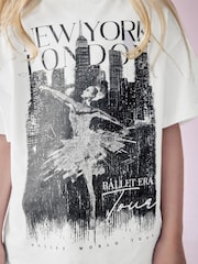 White Oversized Ballet Graphic 100% Cotton T-Shirt (3-16yrs) - Image 3 of 7
