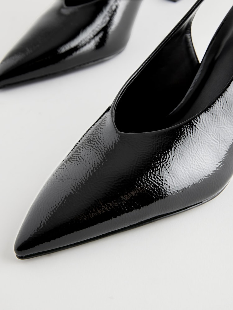 Black Forever Comfort® Point Toe Slingback Heel Shoes - Image 9 of 10