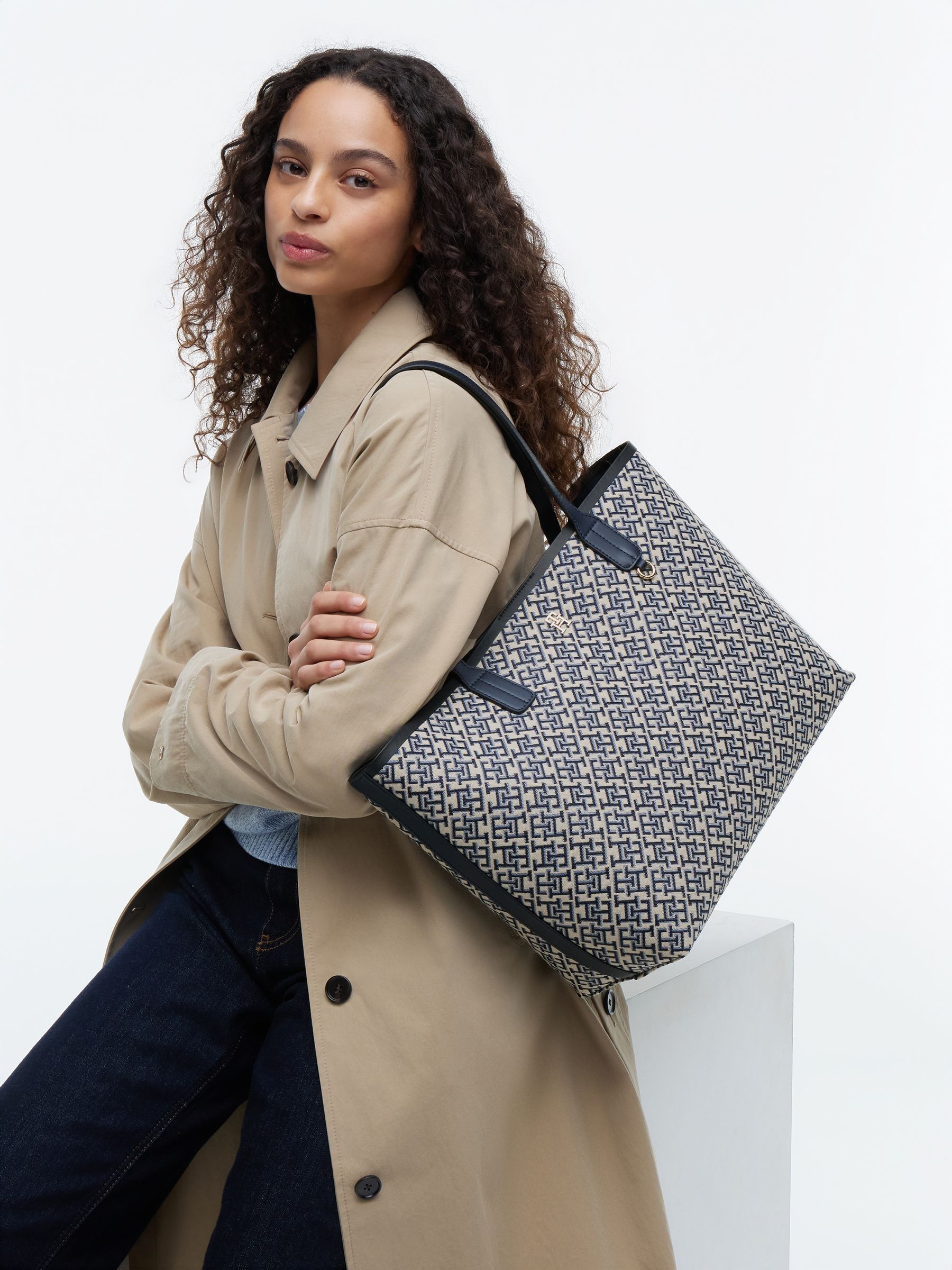 Buy Tommy Hilfiger Blue Icon Monogram Jacquard Tote Bag from Next USA