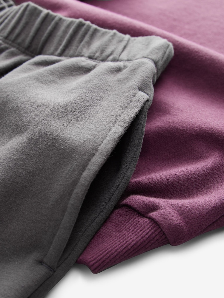 Purple Oversized 100% Cotton Sweat and Check Barrel Leg Joggers Set (3-16yrs) - Image 11 of 11