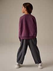 Purple Oversized 100% Cotton Sweat and Check Barrel Leg Joggers Set (3-16yrs) - Image 2 of 11