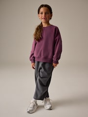 Purple Oversized 100% Cotton Sweat and Check Barrel Leg Joggers Set (3-16yrs) - Image 3 of 11