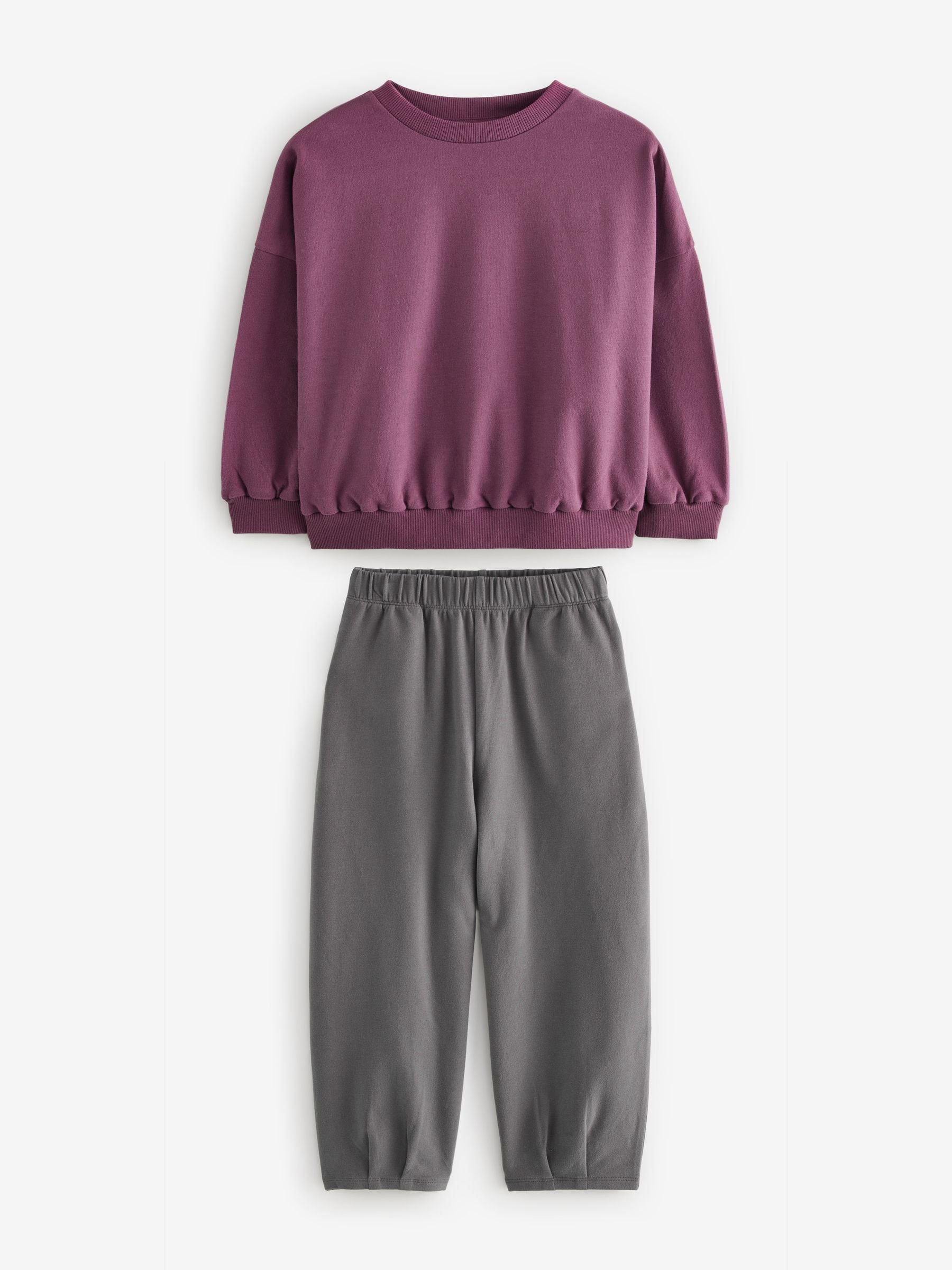 Buy Purple Oversized 100% Cotton Sweat and Check Barrel Leg