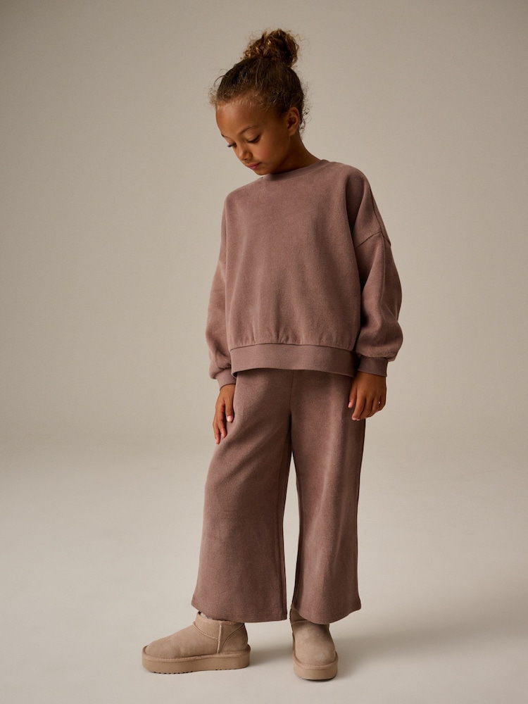 Brown Oversized Cosy Sweatshirt and Wide Leg Set (3-16yrs) - Image 1 of 4