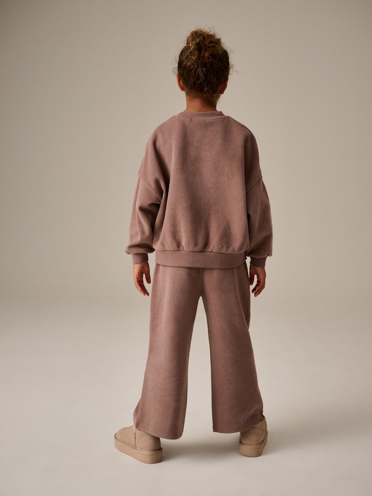 Brown Oversized Cosy Sweatshirt and Wide Leg Set (3-16yrs) - Image 2 of 4