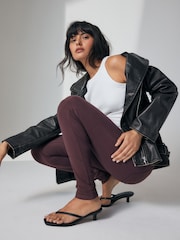 Berry Purple Jersey Denim Leggings - Image 1 of 8
