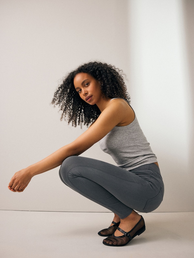 Grey Jersey Denim Leggings - Image 1 of 7