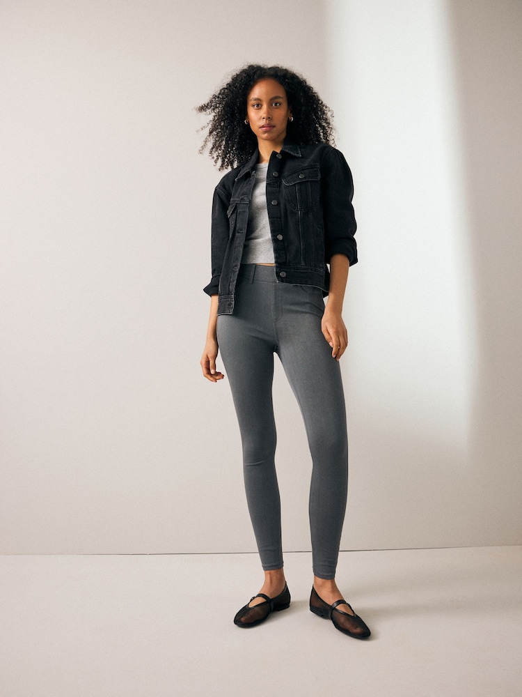 Grey Jersey Denim Leggings - Image 2 of 7