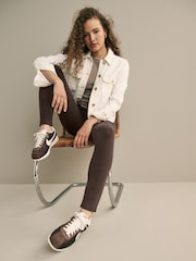 Chocolate Brown Brushed Jersey Denim Leggings - Image 1 of 6