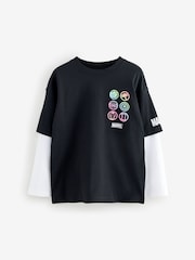 Black/White Marvel License Skate Sleeve T-Shrt (3-16yrs) - Image 1 of 4