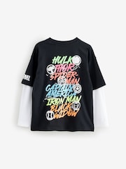 Black/White Marvel License Skate Sleeve T-Shrt (3-16yrs) - Image 2 of 4