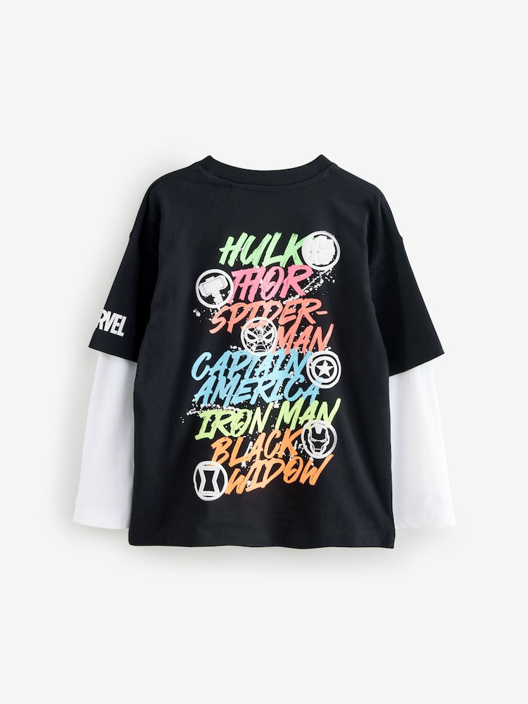 Black/White Marvel License Skate Sleeve T-Shrt (3-16yrs) - Image 2 of 4