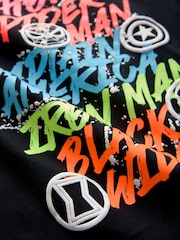 Black/White Marvel License Skate Sleeve T-Shrt (3-16yrs) - Image 4 of 4