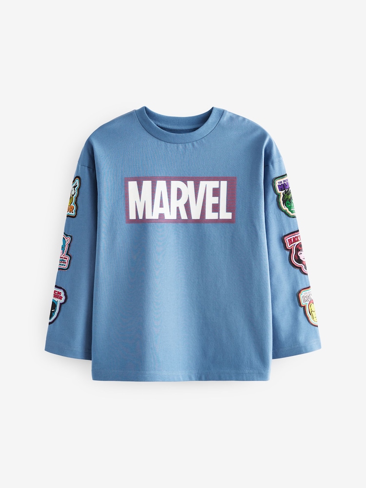 Mid Blue Marvel Avengers Licensed Long Sleeve T-Shirt (3-16yrs) - Image 1 of 5 Mid Blue Marvel Avengers Licensed Long Sleeve T-Shirt (3-16yrs) - Image 1 of 5