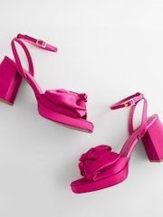 Pink Forever Comfort® Platform Flare Bow Sandals - Image 3 of 7